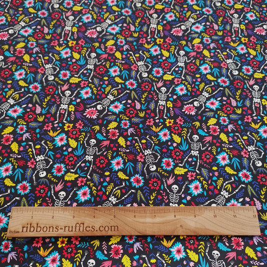 Rose & Hubble - Dance Skeletons with floral Cotton Poplin